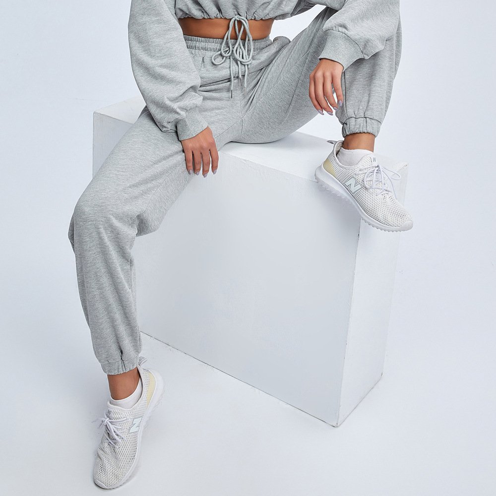 Fitness sports loose plus size sweater trousers outdoor running fitness exercise casual fashion jogging pants with double pocket
