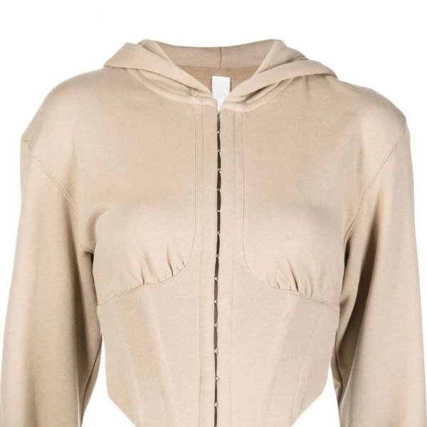 2023 Latest Fashion Custom Pullover Blank Hoodies Curved Hem Cotton sweatshirt Corset Style Hoodie For Women