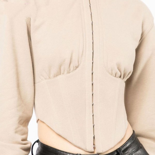 2023 Latest Fashion Custom Pullover Blank Hoodies Curved Hem Cotton sweatshirt Corset Style Hoodie For Women