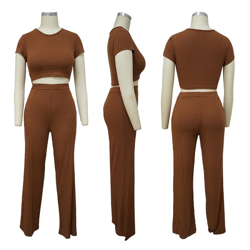 2024 New Women Short Sleeve Sportswear Set Long Pants Two Piece Set Custom Logo Tracksuits Outfits 2 Piece Set Sports Jogger