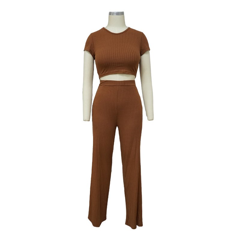 2024 New Women Short Sleeve Sportswear Set Long Pants Two Piece Set Custom Logo Tracksuits Outfits 2 Piece Set Sports Jogger