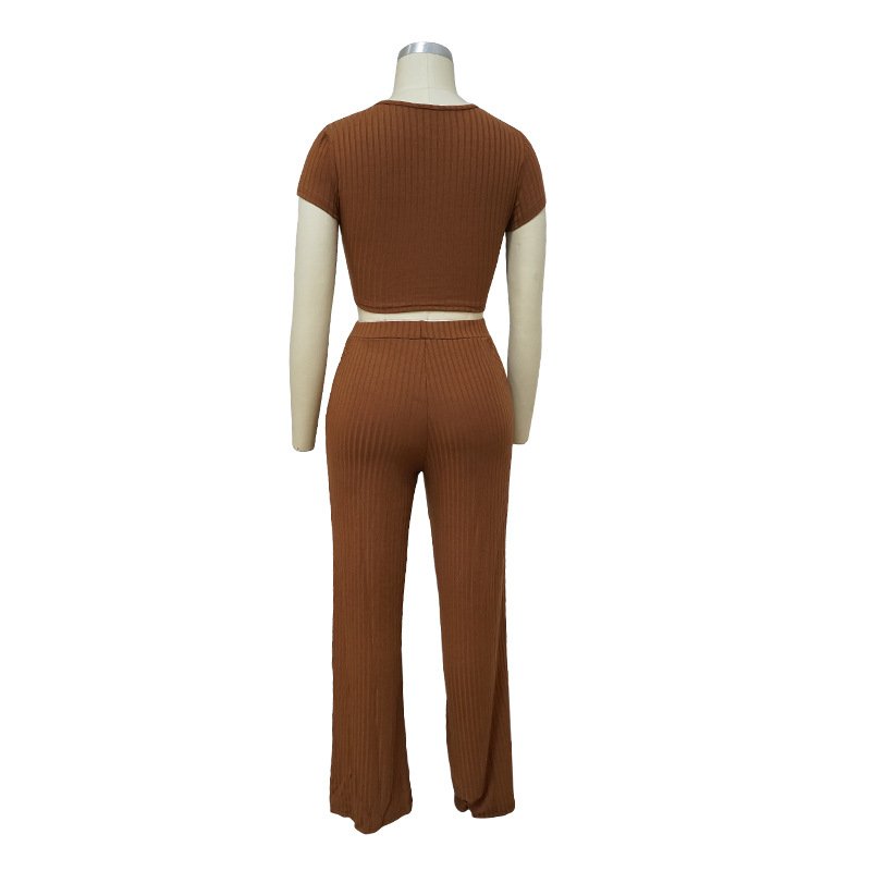 2024 New Women Short Sleeve Sportswear Set Long Pants Two Piece Set Custom Logo Tracksuits Outfits 2 Piece Set Sports Jogger