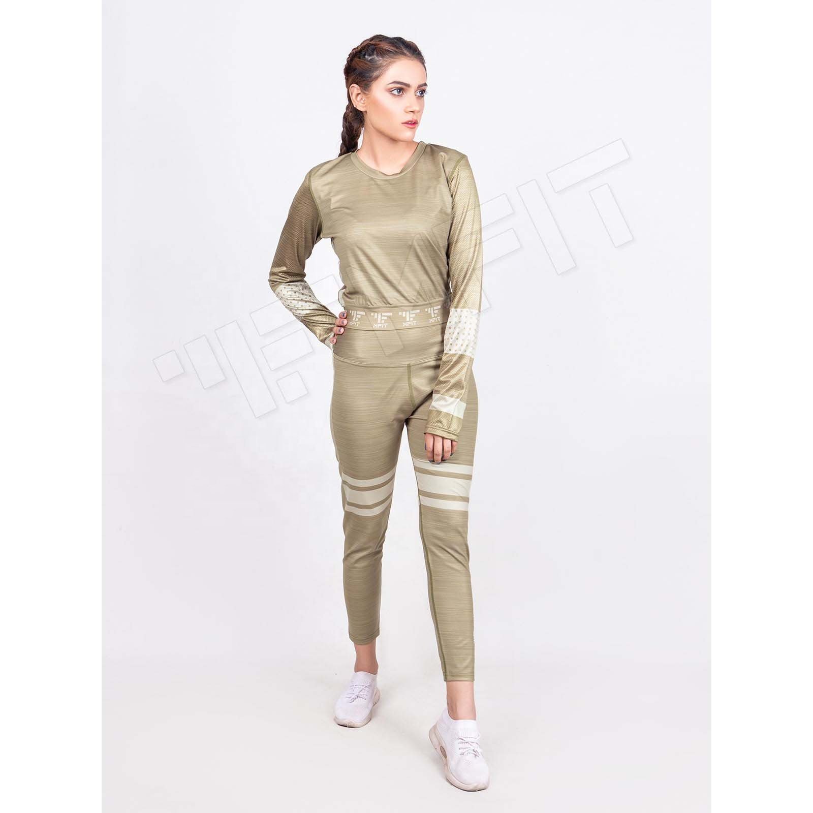 Women's High Quality Active Wear Gym Set Breathable XL Size T-Shirt Skinny Leggings Casual Style Solid Canvas Sports Outfit
