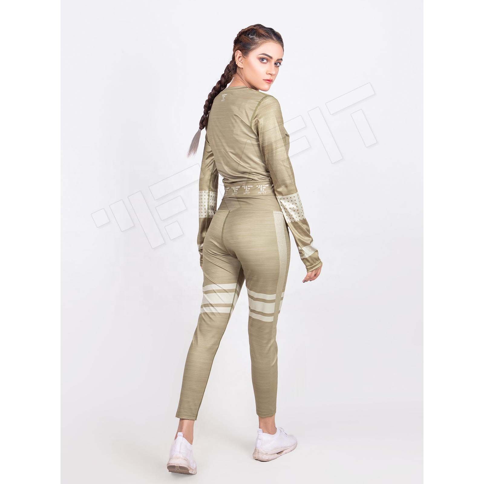 Women's High Quality Active Wear Gym Set Breathable XL Size T-Shirt Skinny Leggings Casual Style Solid Canvas Sports Outfit