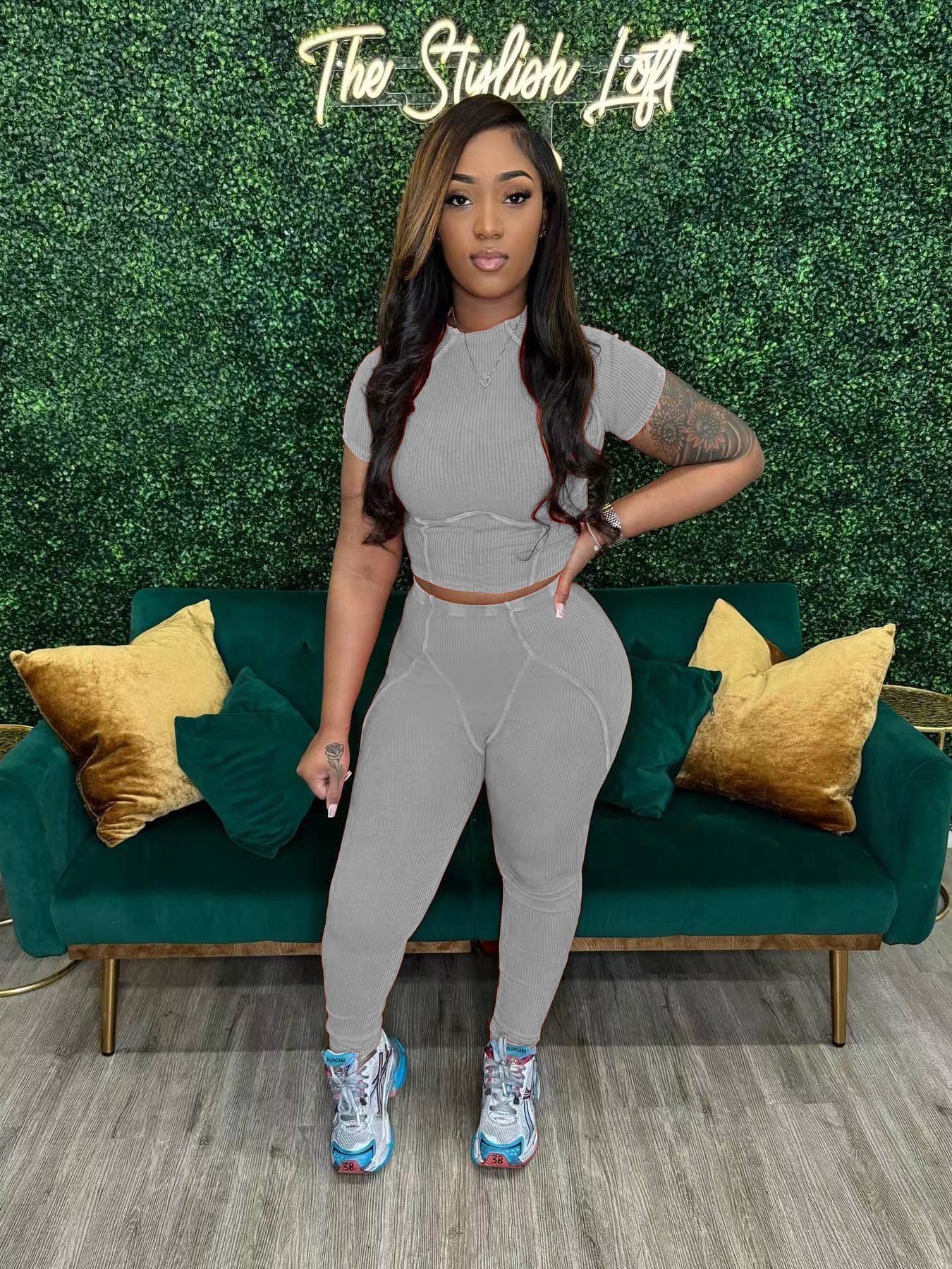 wholesale clothing female crop T shirt and pant suit 2 piece cotton hot selling 2024 custom tracksuit two women joggers sets