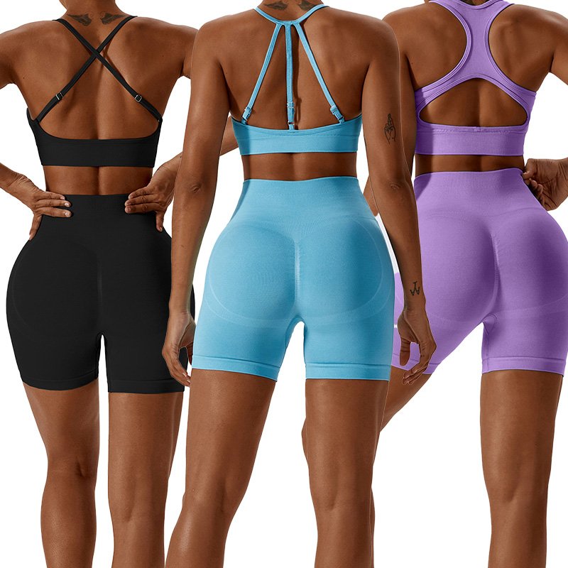 TZ7232 Women Seamless Yoga Set High Impact Gym Fitness Set Sports Workout 2 Piece Activewear Set Bra and Leggings Outfit