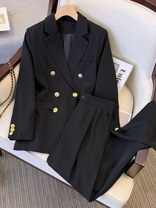 Candy color women blazer coat spring fall new ladies high end temperament popular suit pants two piece women's sets