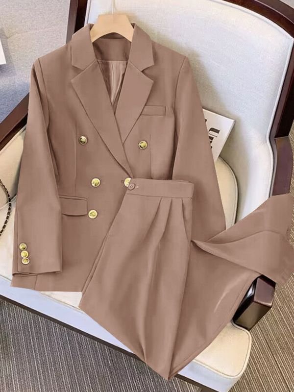Candy color women blazer coat spring fall new ladies high end temperament popular suit pants two piece women's sets