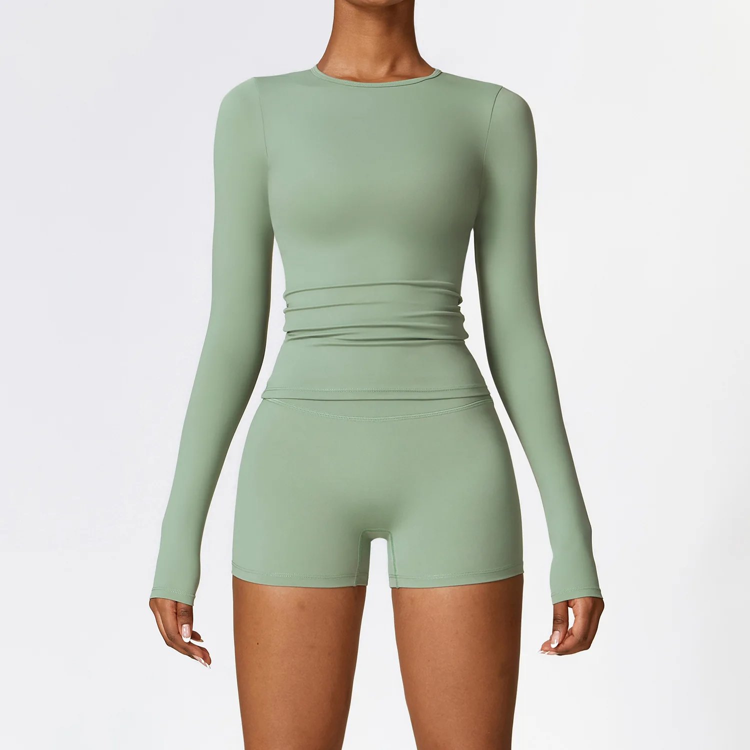 Women Open Back Top High Waist Shorts Yoga Suit Lady Short Sleeve Tee Tight Pant Gym Sets Female High Stretch Sports Tracksuit