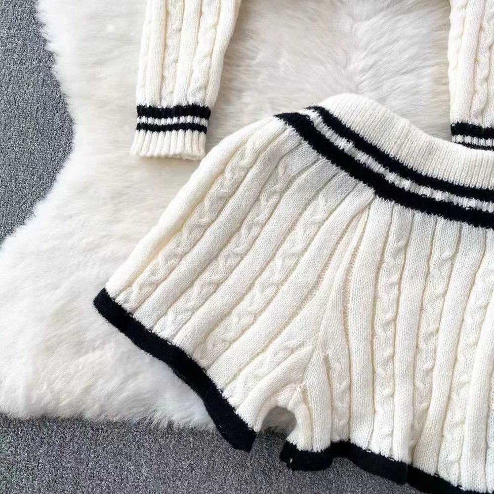2 Piece Set Summer 2024 Women Clothes Fashion Jogger Tracksuits Set Knit Striped Crop Tops And Shorts Set Casual Womens Clothing