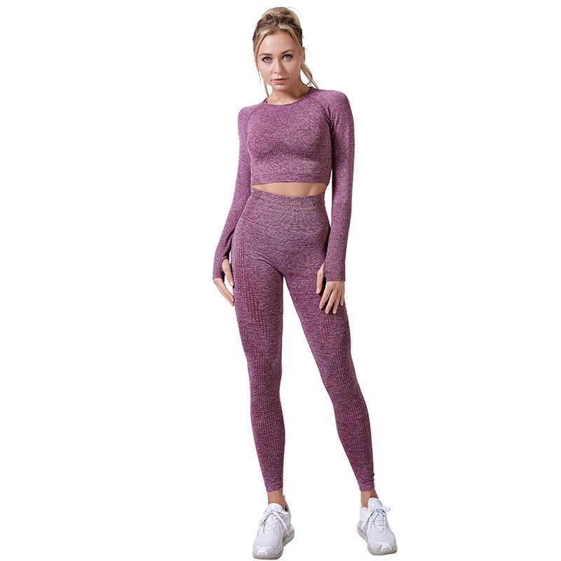 2022 high quality pink ribbed womens yoga sets seamless fitness yoga set 5 piezas