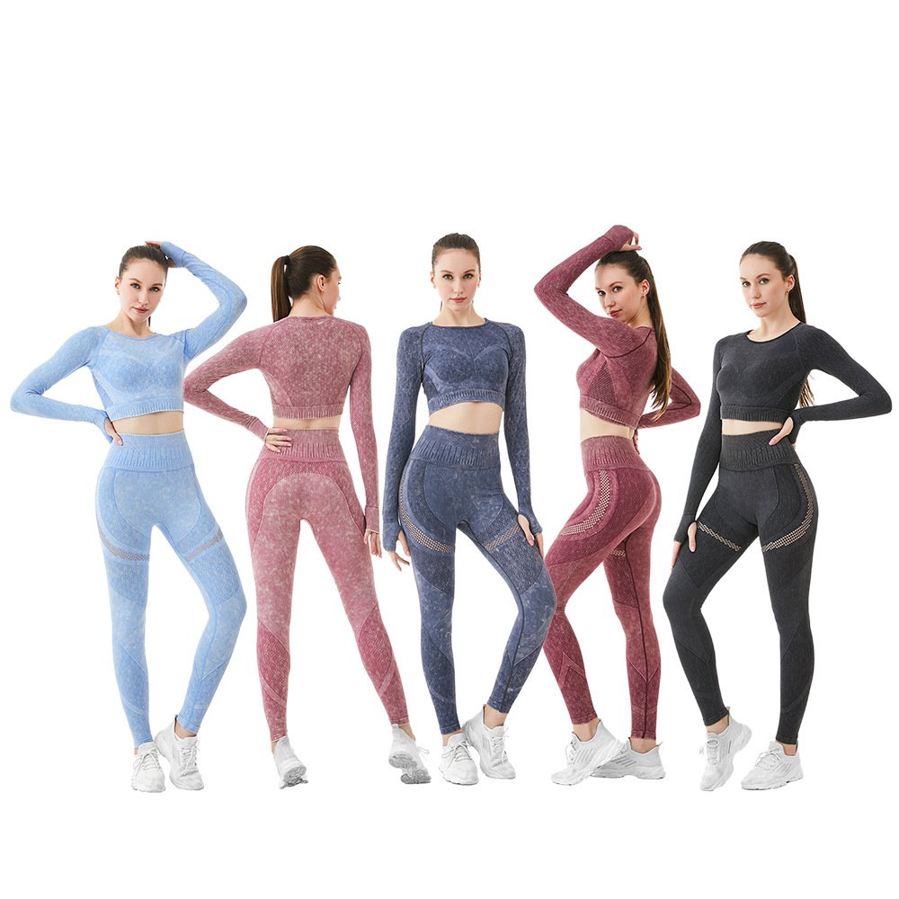 2022 high quality pink ribbed womens yoga sets seamless fitness yoga set 5 piezas