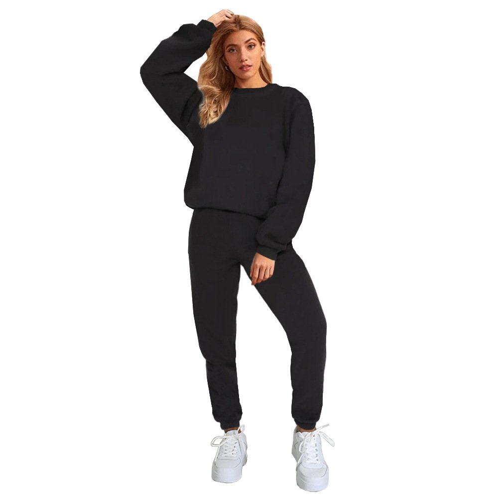Hot Sell Plus Size Jogger Crewneck Pullover Outfits Custom Embroidery Logo Sexy Tracksuits 2 Piece Sports Leisure Women'S Sets