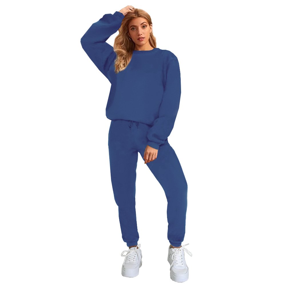 Hot Sell Plus Size Jogger Crewneck Pullover Outfits Custom Embroidery Logo Sexy Tracksuits 2 Piece Sports Leisure Women'S Sets