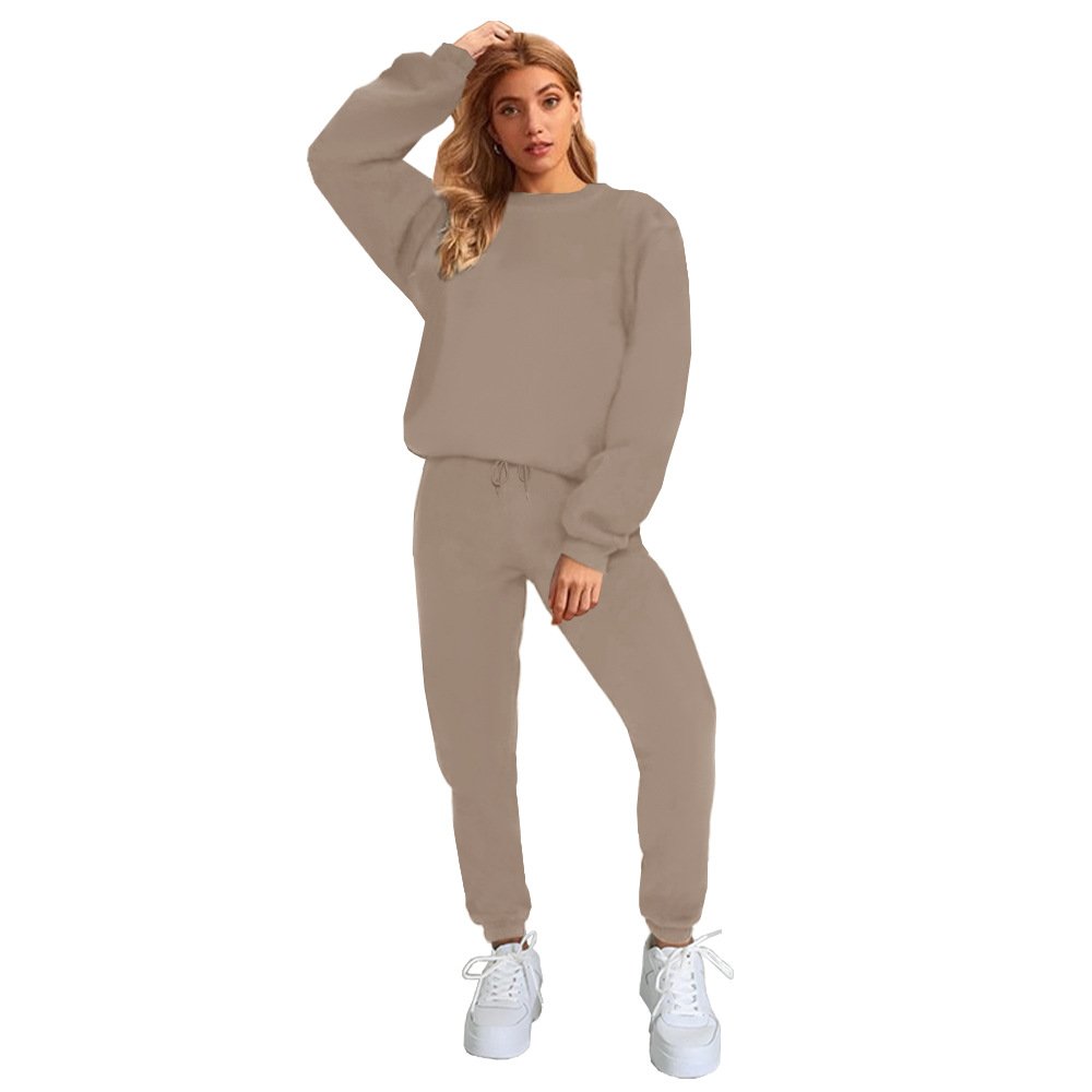 Hot Sell Plus Size Jogger Crewneck Pullover Outfits Custom Embroidery Logo Sexy Tracksuits 2 Piece Sports Leisure Women'S Sets