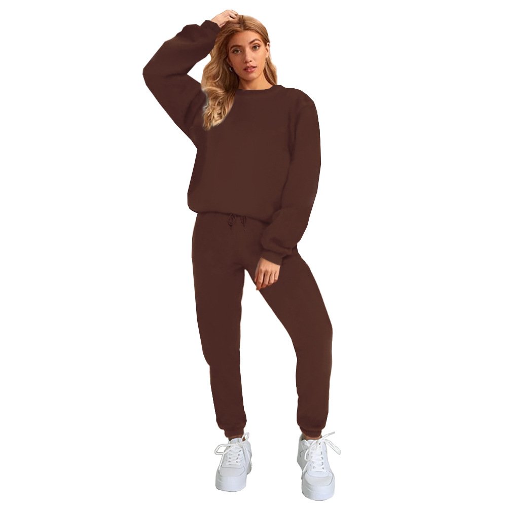 Hot Sell Plus Size Jogger Crewneck Pullover Outfits Custom Embroidery Logo Sexy Tracksuits 2 Piece Sports Leisure Women'S Sets