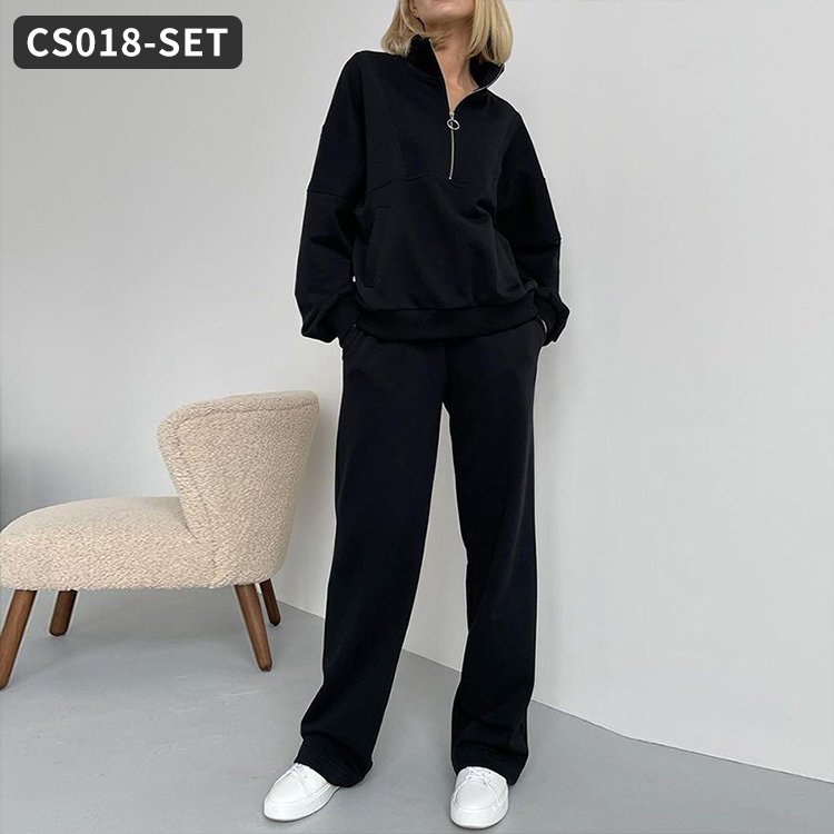 Wholesale Girls Clothing Plus Size Set Sweatshirts Women's Hoodie Set Half Zip Up Hoodies Custom Hoodies Gym Fitness Sets
