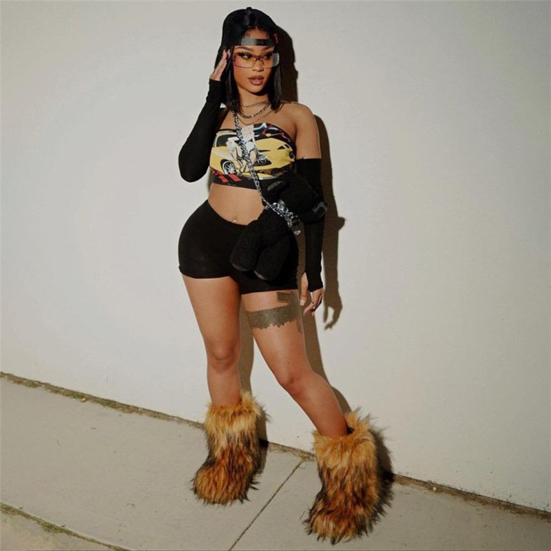 Garsia K24S46542 Women Mini Streetwear 2 piece sets women outfit strapless crop top and short pants ladies women's set