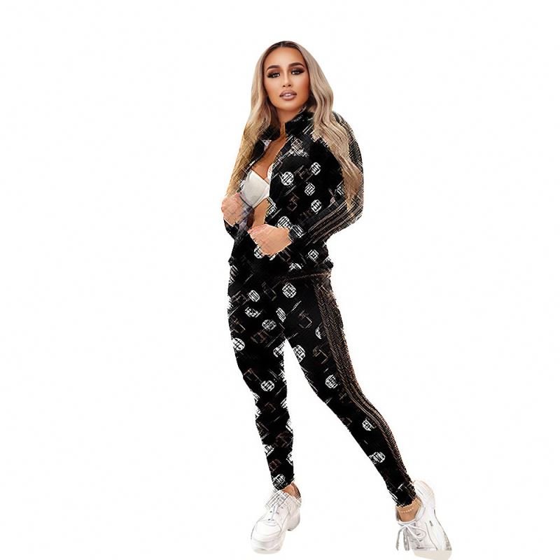 Fall Brand women's clothing zipper two piece set outfits women two pieces sexy winter clothes for women