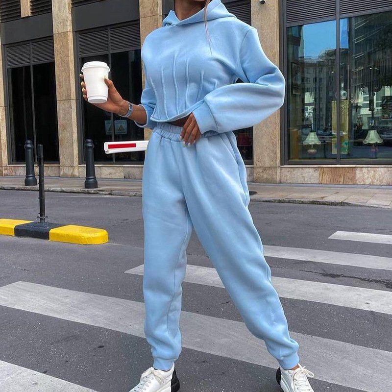 factory customized female long sleeve hoodie sets 80% cotton 20% polyester hybrid light gray tracksuit for women unisex