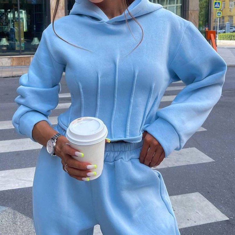 factory customized female long sleeve hoodie sets 80% cotton 20% polyester hybrid light gray tracksuit for women unisex