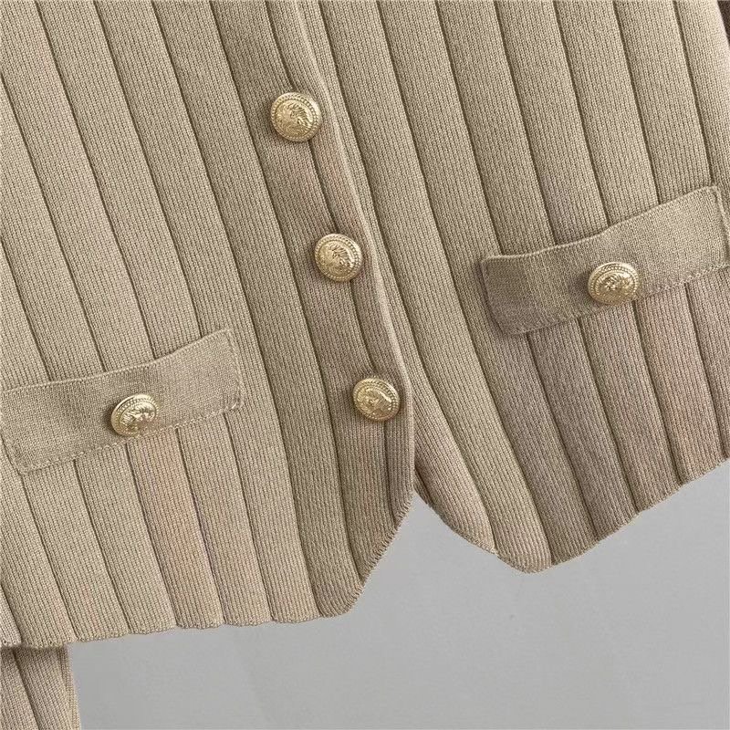 Wholesale 2024 Spring New Single Breasted Cardigan Vest Fashion Casual High Waist Pit Striped Pants Women's Set