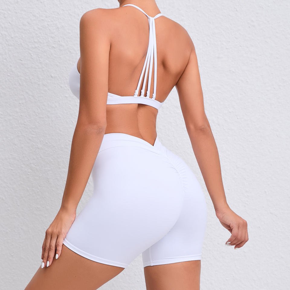 Hot selling Women's Set Gym Fitness Yoga Wear Workout Leggings Two Piece Sets Women Clothing With Pockets Shorts Sets For Women