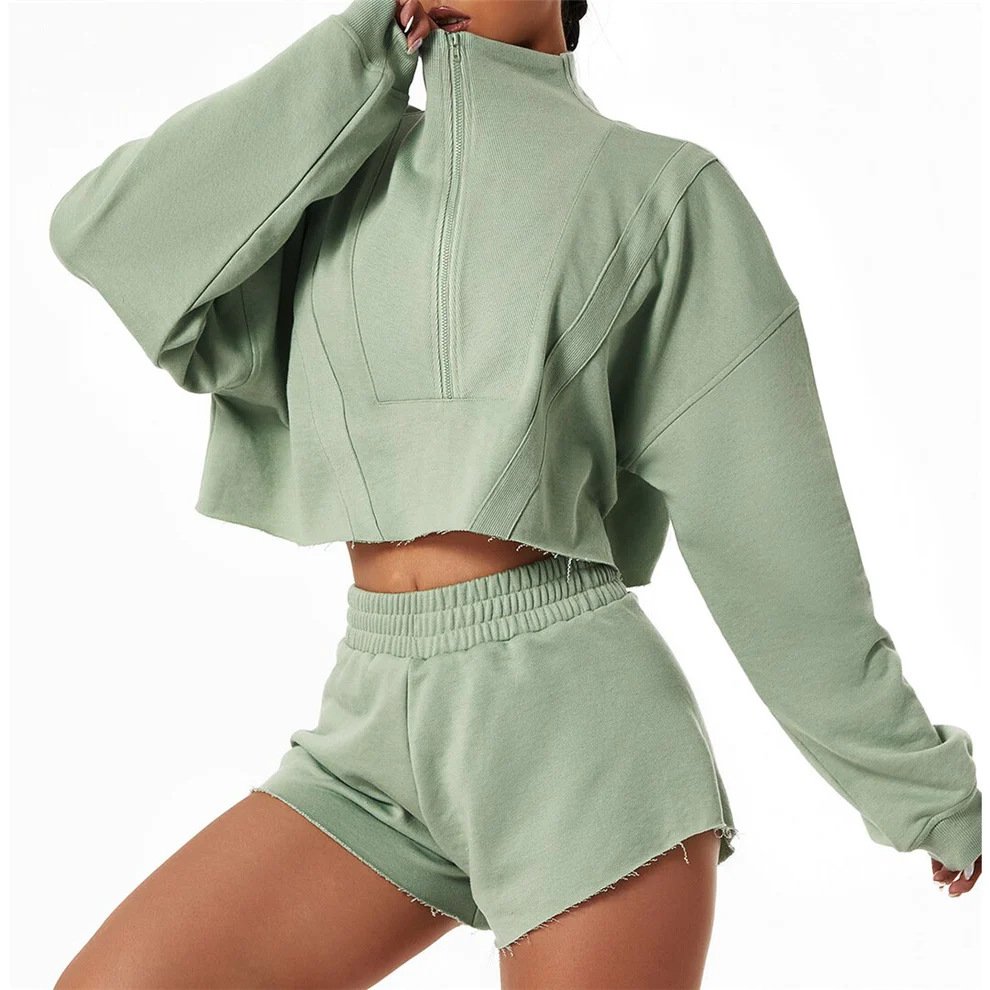 Manufacturer Outdoor Sports Blank Outfits Embroidery Plus Size Custom Logo Jogger Tracksuits Sexy Zip Stand Collar Women'S Sets