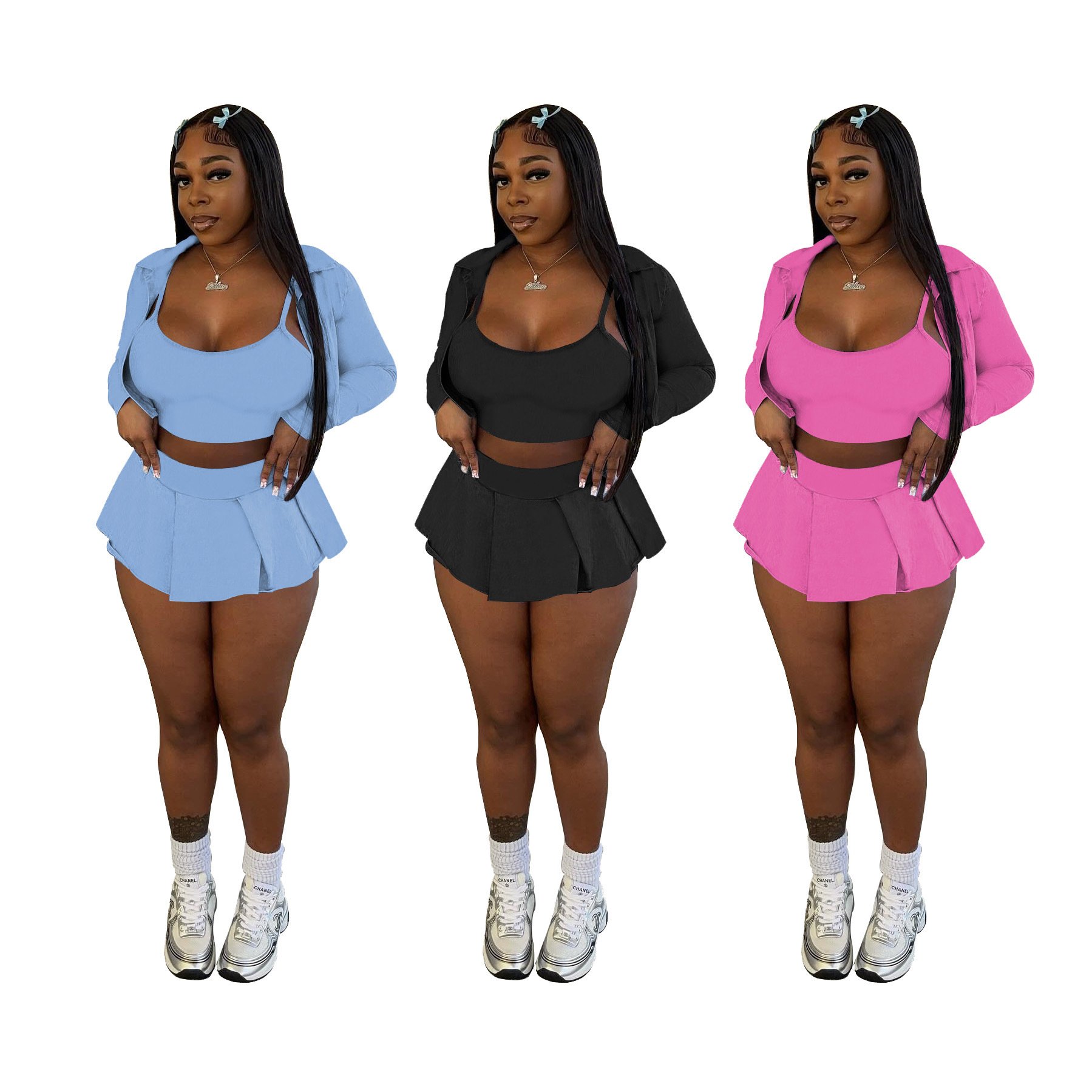 oem cotton spandex jersey polo tshirt and mini skirts 2 two pieces set lounge wear dupe tracksuit set streetwear outfit summer