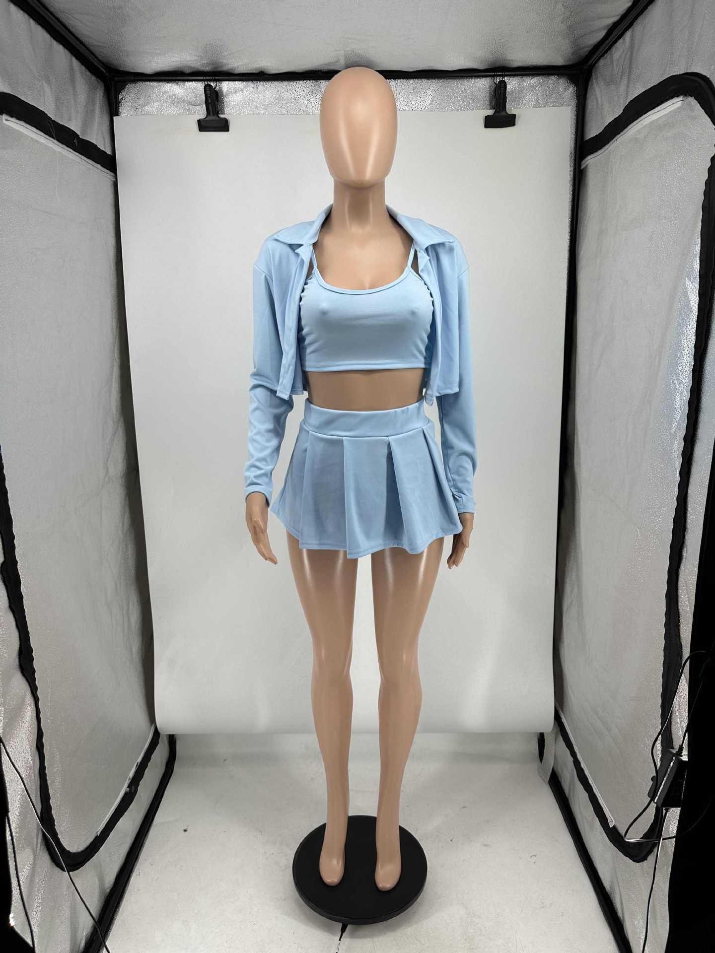 oem cotton spandex jersey polo tshirt and mini skirts 2 two pieces set lounge wear dupe tracksuit set streetwear outfit summer