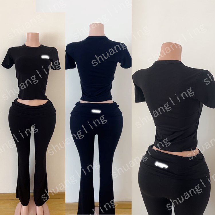 Custom Women Casual Long Sleeve Shirt Foldover Pants Skinny Trousers Soft Leggings Flare Pants For Lounge Wear Women's Sets