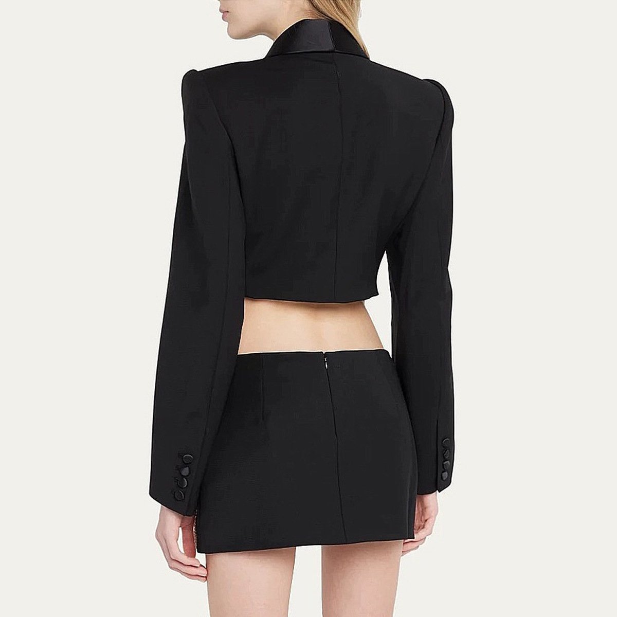 Popular ladies elegant suits with rhinestone bow women's blazer and skirt 2 piece set