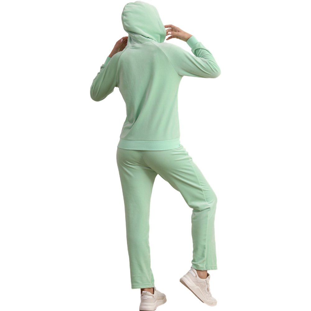 women's sets casual Long Sleeve Hoodie Velvet Casual Pants Velvet Zipper Green Long Sleeve Sweatsuit