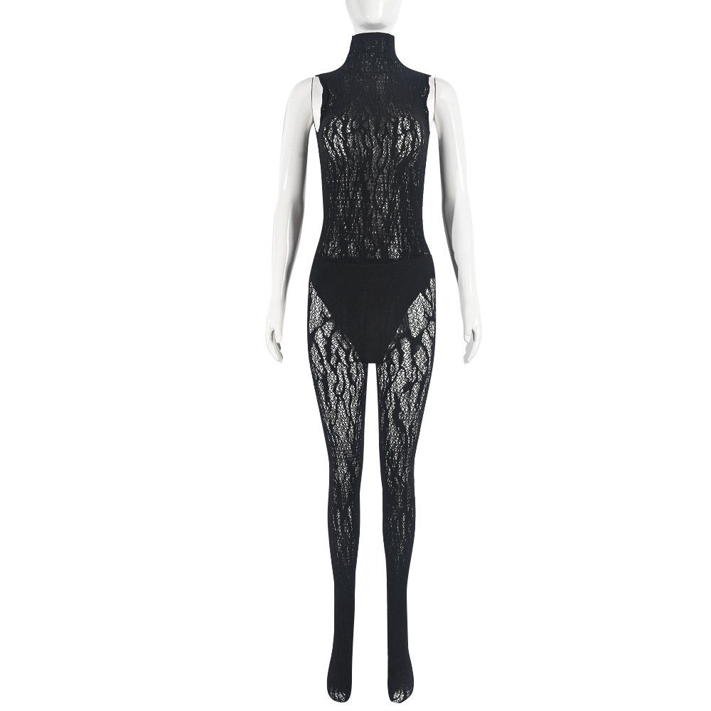 Summer Sexy Hot Casual Lady See Through Two Piece Set Mesh Sleeveless Top Long Pants Leggings Sets Clothing Bodycon Women's Sets