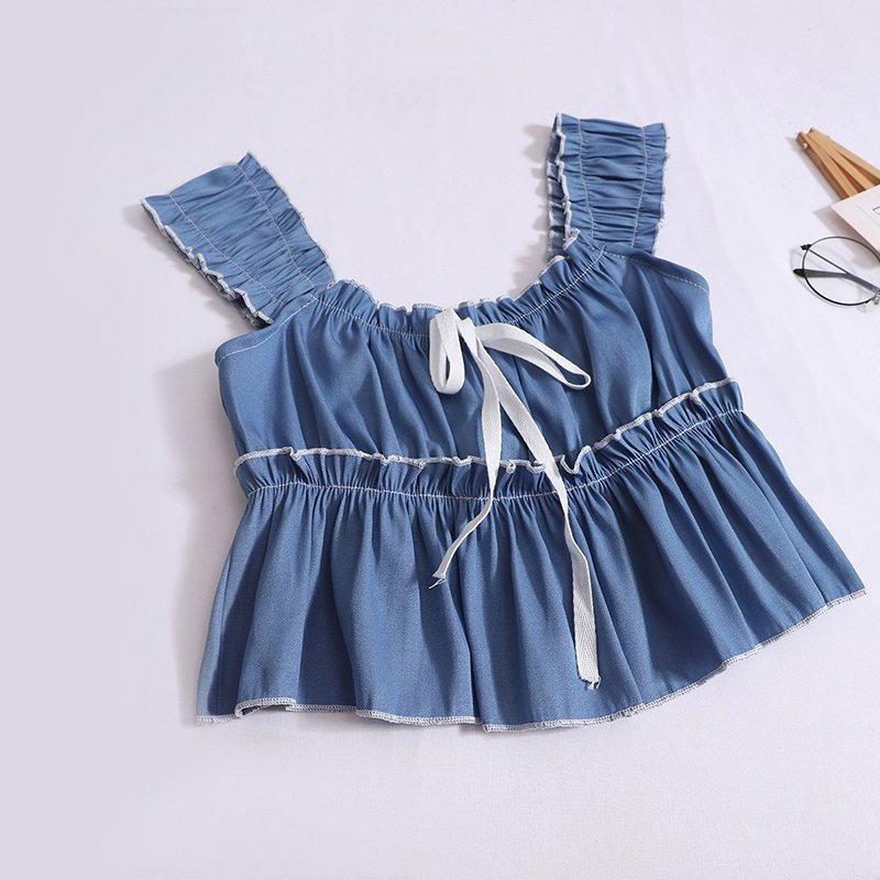 Boutique Wholesale 2024 Summer New Fashionable Bow Tie Camisole Vest High Waist Age Reducing Wide Leg Pants Women's Sets