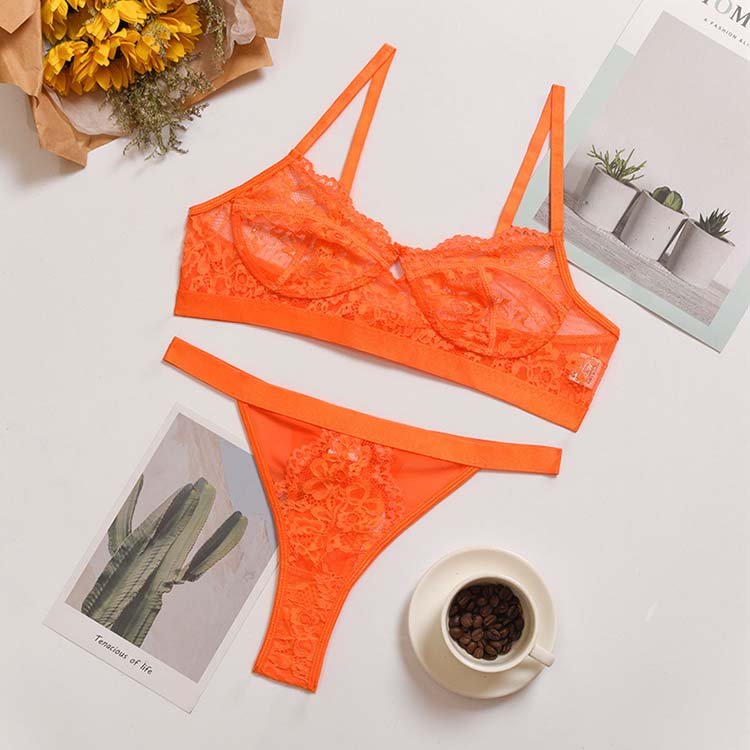 Factory Supply Sexy Temptation Seductive With Gathered Hollow Out See Through Lingerie Set Women's Underwear Brief Set