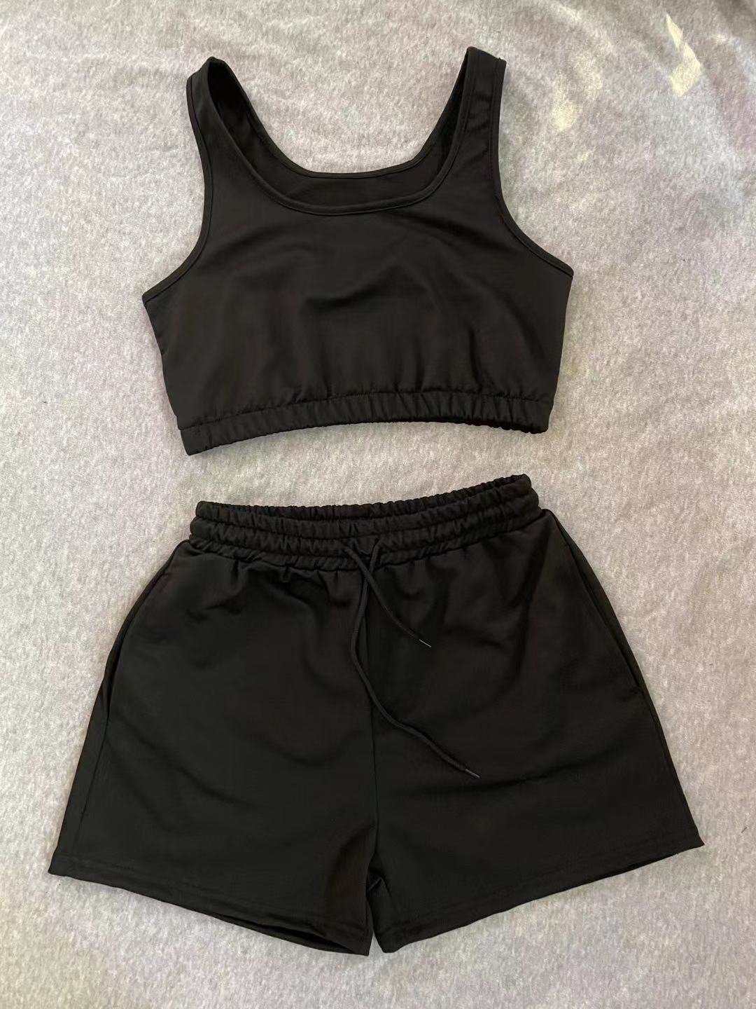 two piece blank casual set women's summer shorts sets ladies crop tank top tracksuit custom wholesale women 2 piece set clothing