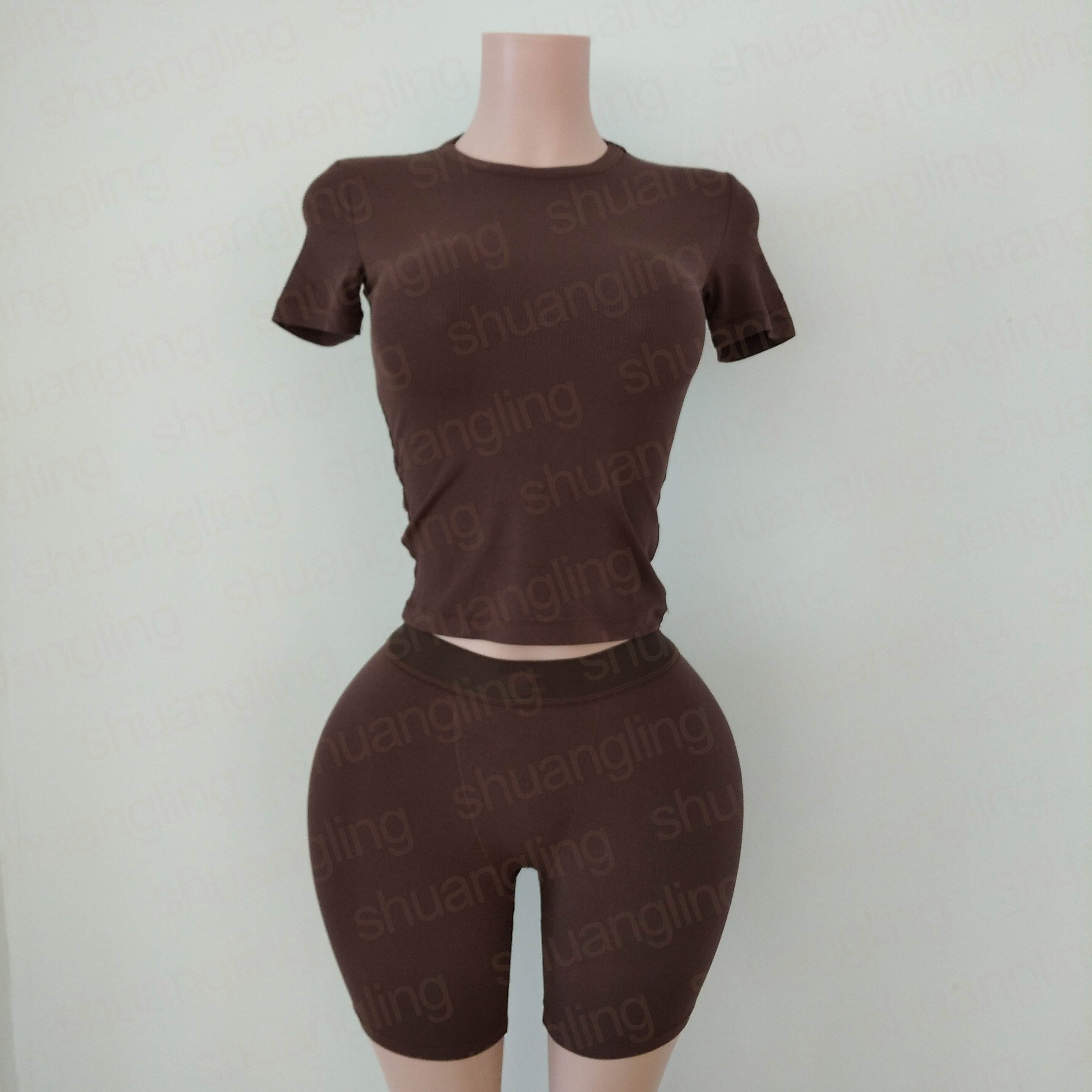 Custom Fall 2024 Women Clothing Cotton Ribbed Basic Nude Tops Shirt Leggings Lounge Wear Two Piece Loungewear Women's Sets