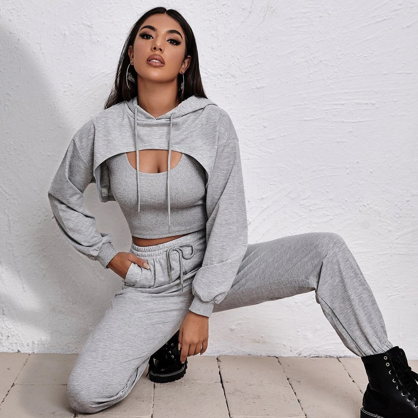 Spring Tracksuits for Women Hoodie Loose Vest Sweater Pants Fall Clothes 2022 Jogging Fitness Three-Piece Women's Sets