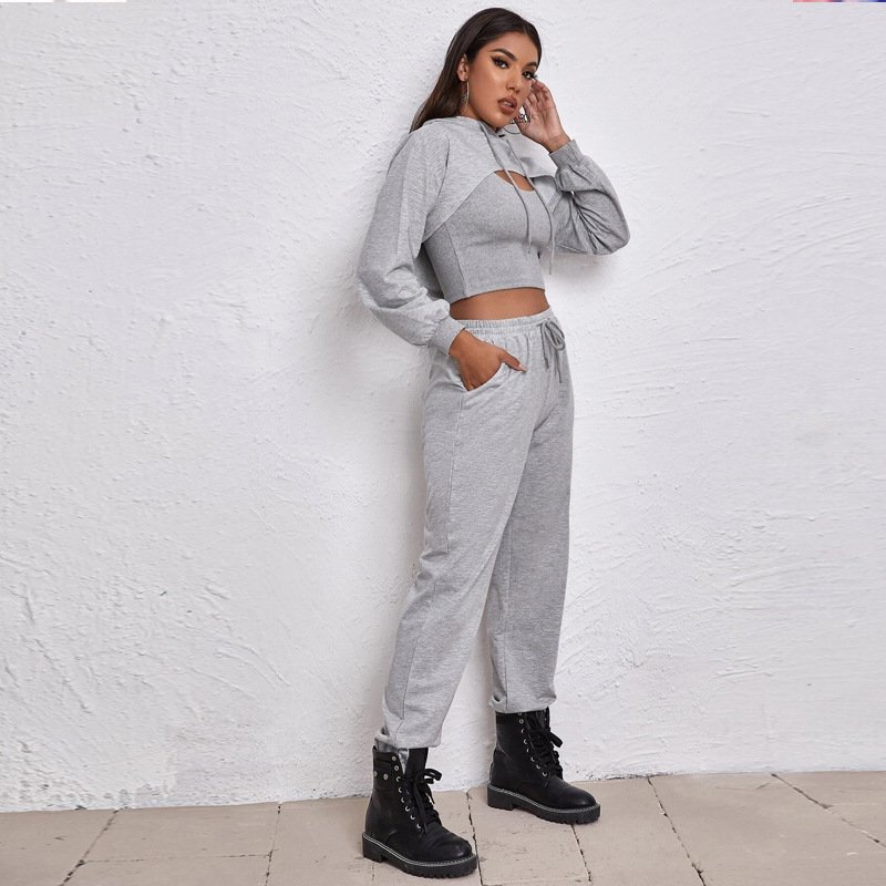 Spring Tracksuits for Women Hoodie Loose Vest Sweater Pants Fall Clothes 2022 Jogging Fitness Three-Piece Women's Sets