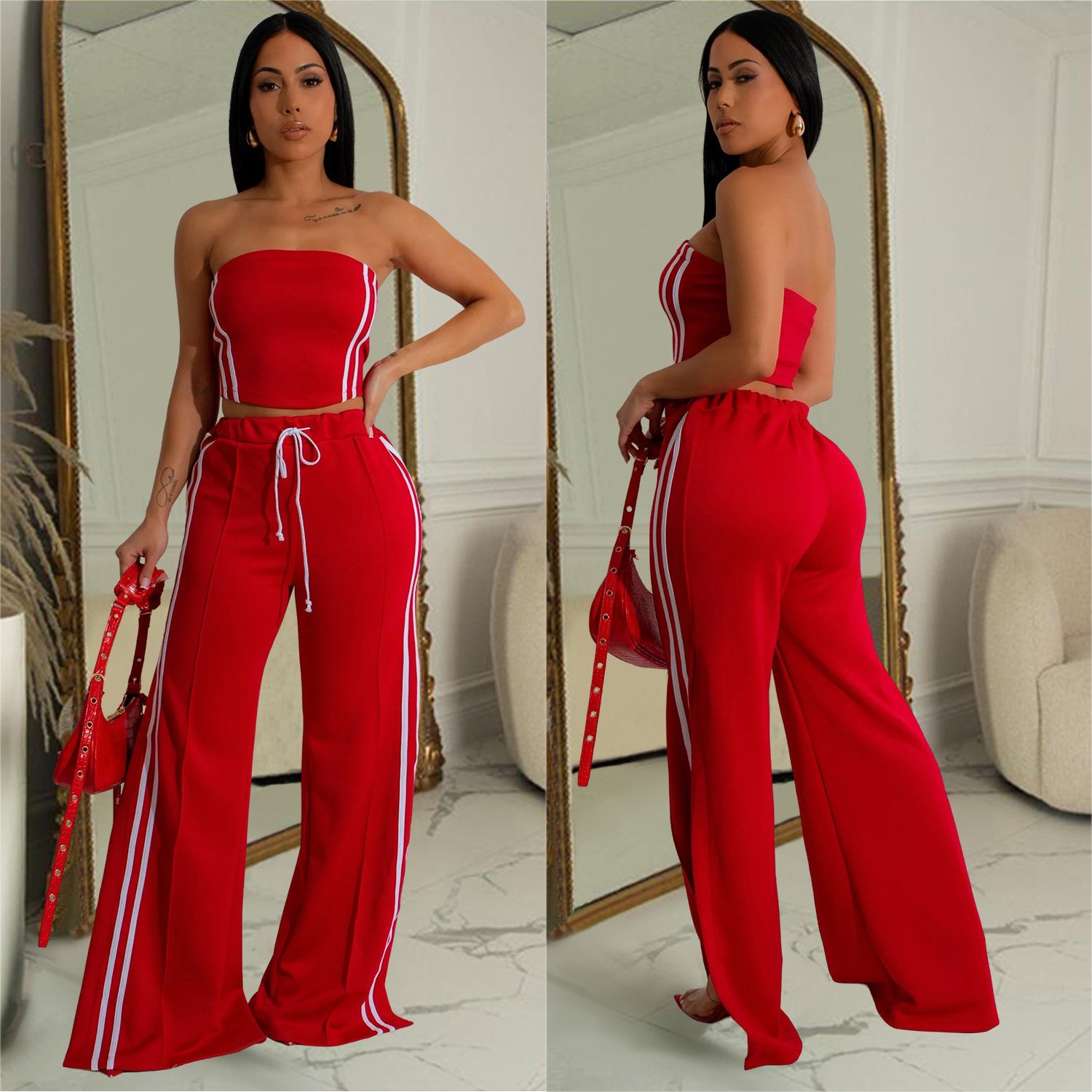 Bomblook Z910ST05 Streetwear Casual Fashion Women's Solid Color Sleeveless+Long Skirt Two-piece Set New Suit 2 Piece Set Women