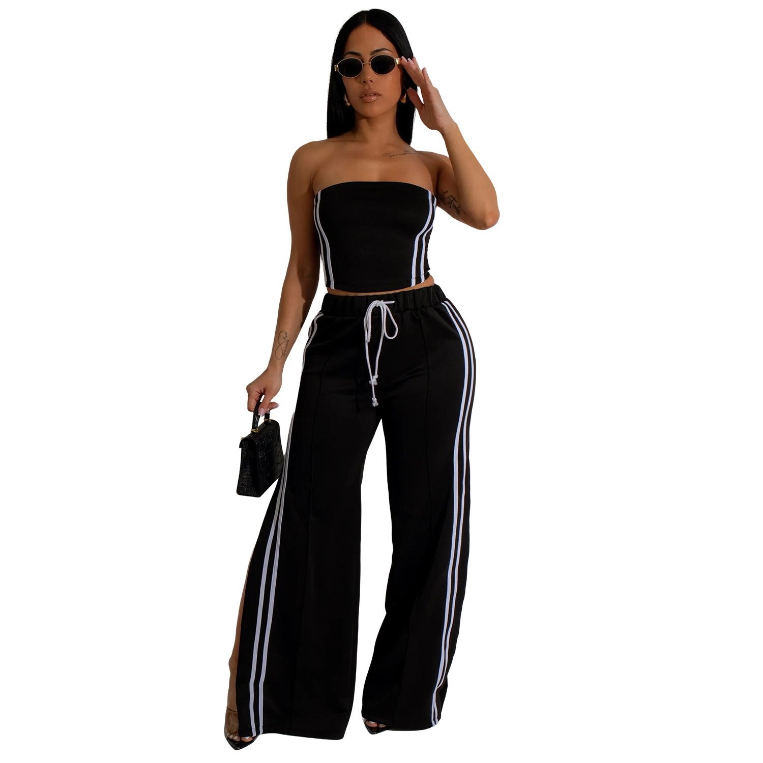 Bomblook Z910ST05 Streetwear Casual Fashion Women's Solid Color Sleeveless+Long Skirt Two-piece Set New Suit 2 Piece Set Women