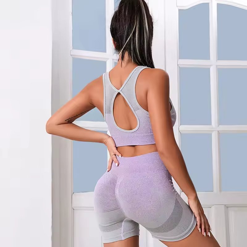 New Arrival Wholesale Yoga Set For Women Seamless Sports Bras Scrunch Butt Workout Shorts Gym Fitness Women's Sets