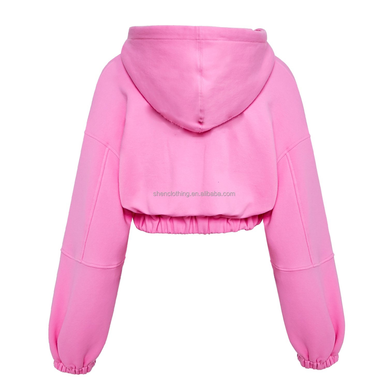 Autumn Winter Pink 420 Gsm Terry Fabric Thick Short Hoodie Sweatshirt Pants Tracksuits Sweatpants Jogger Two Piece Set For Woman