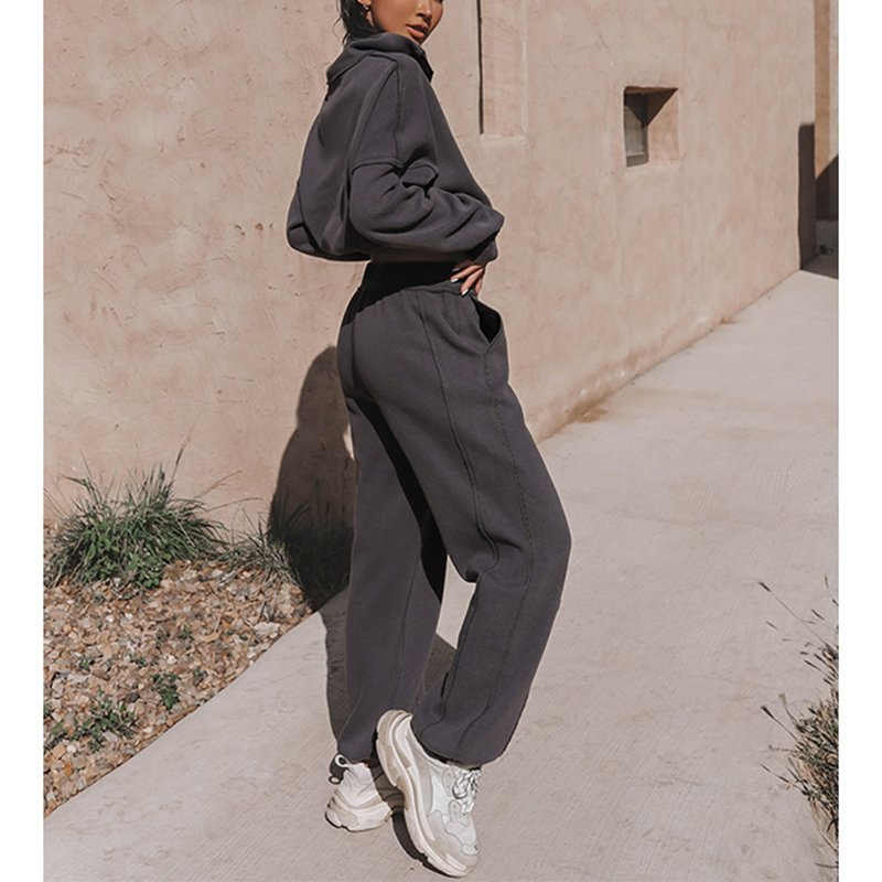 2024 Latest design custom high quality fall casual two piece set women pant clothing oversized hoodies sets for women