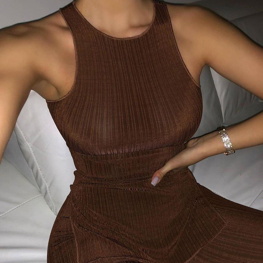 women's clothing Summer Women's leisure new suit Sleeveless Side Split Top+Stretchy Wide Leg Pants 2 Piece set women