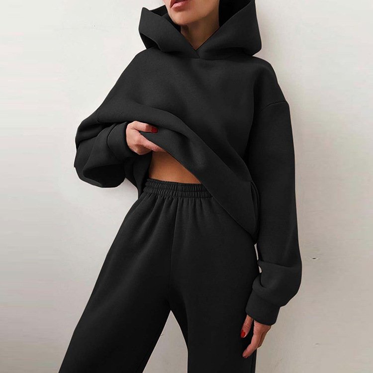 Hoodie Sweatshirt Cotton Custom Jogger Tracksuit Set Sweat And Pants Woman Cropped Sets Women Sweatsuit Casual Women's Hoodies