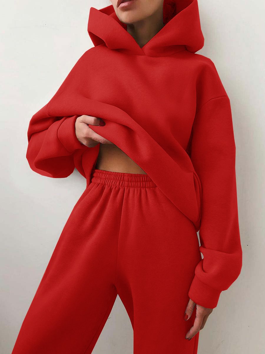 Hoodie Sweatshirt Cotton Custom Jogger Tracksuit Set Sweat And Pants Woman Cropped Sets Women Sweatsuit Casual Women's Hoodies