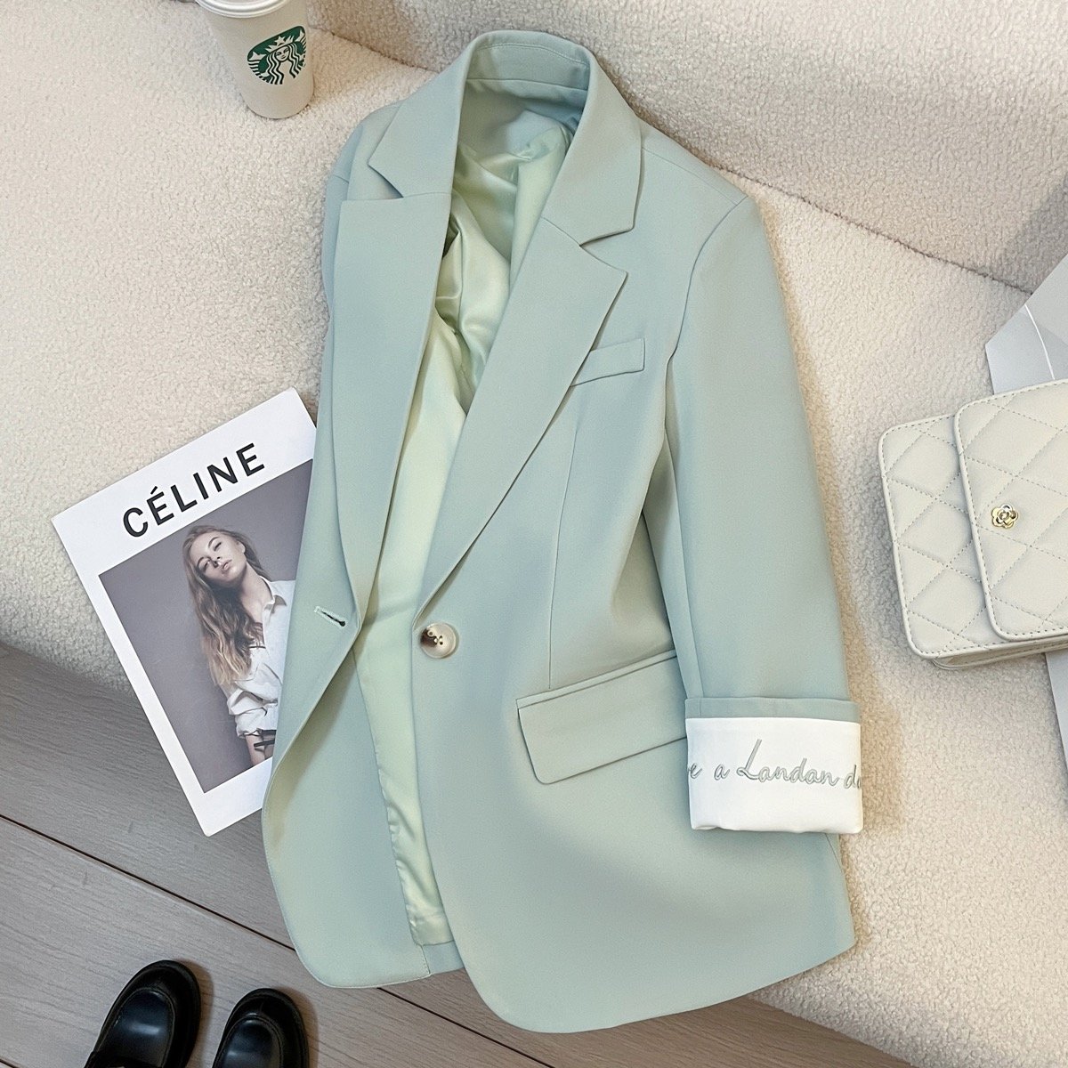Wholesale fashion women's outerwear design sense casual long sleeved loose suit outerwear women's set