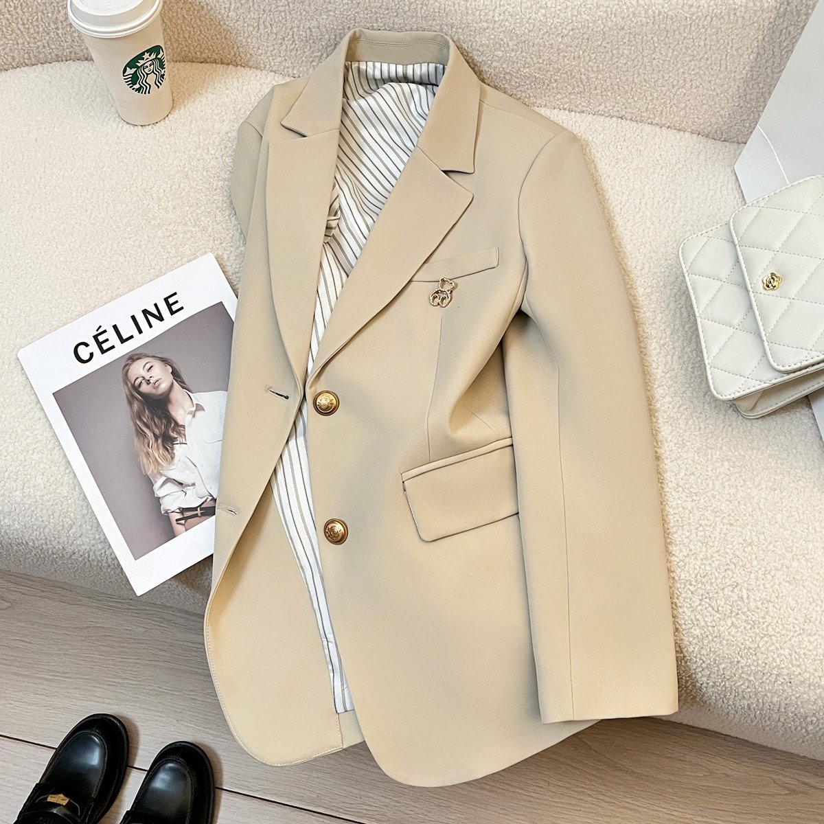 Wholesale fashion women's outerwear design sense casual long sleeved loose suit outerwear women's set